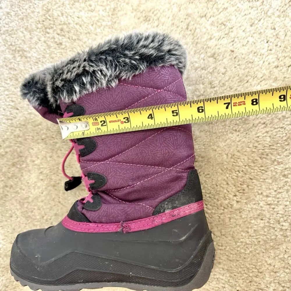 Kamik Snowangel Girls Size 2 Purple Snow Boots Faux Fur Waterproof Winter Shoes